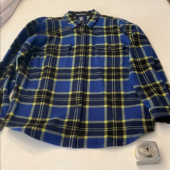 Nautica women's Vibrant Blue and Yellow 80% wool Shirt WARM new - Picture 1 of 9